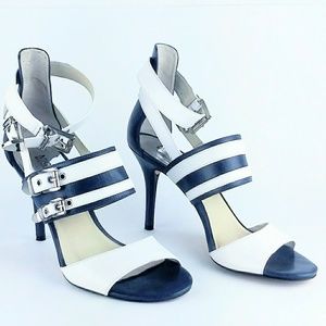 Michael Kors High Heels Size 9M Blue/White Leather